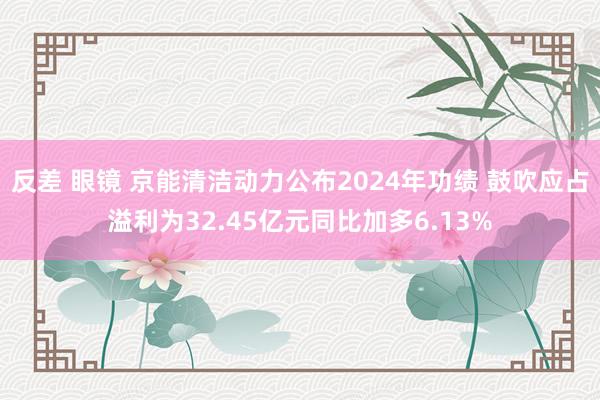 反差 眼镜 京能清洁动力公布2024年功绩 鼓吹应占溢利为32.45亿元同比加多6.13%